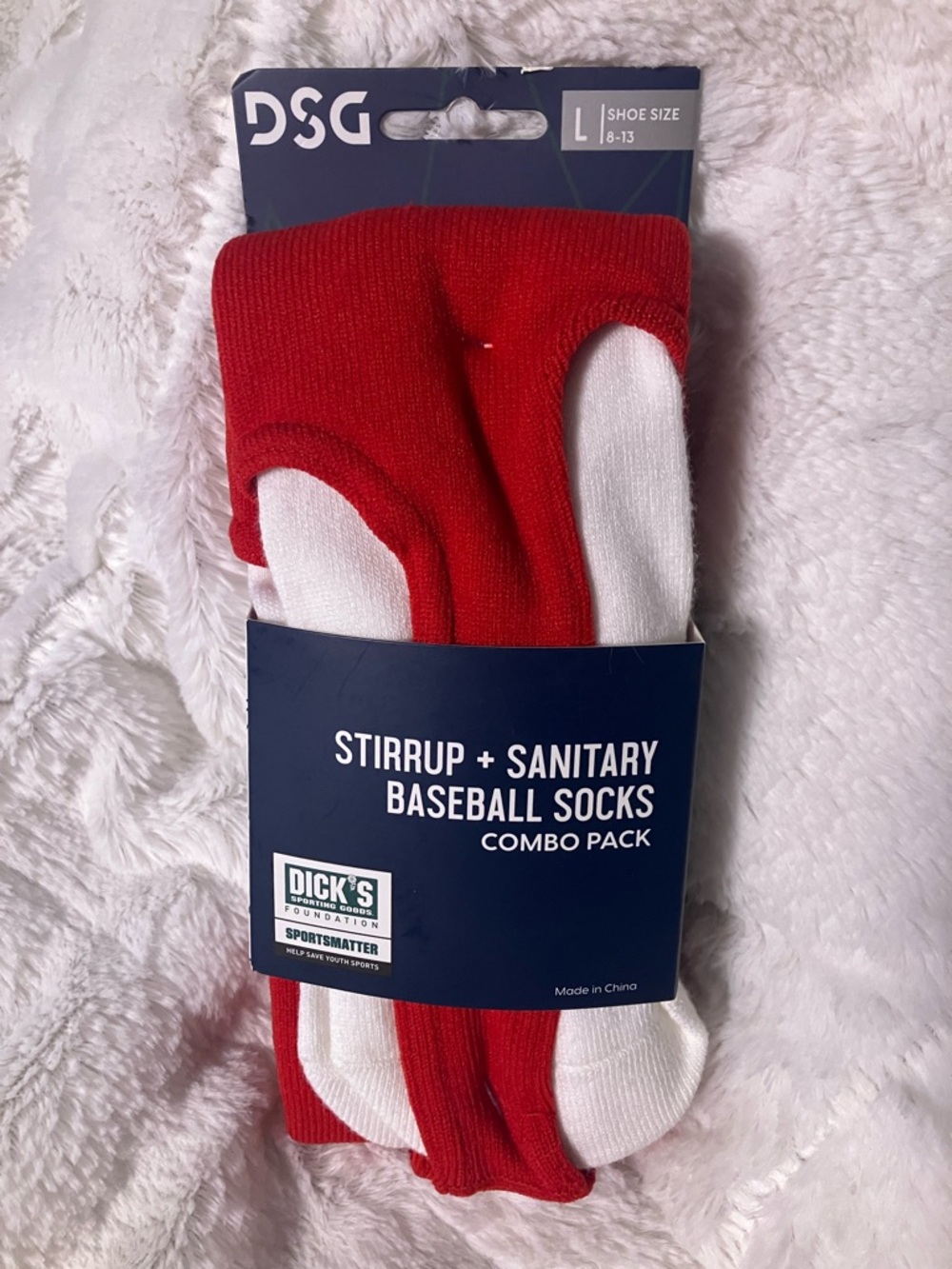 DSG Red & White Stirrup and Sanitary Baseball Sock Duo